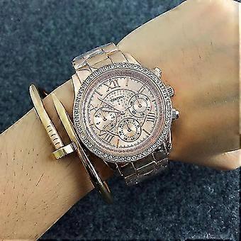 Relógio de pulso de cristal diamante de luxo em aço