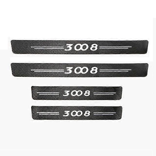 Motor Vehicle Parts 4Pcs Car Stickers Threshold Strip Carbon Fibre for Peugeot 3008 Auto Parts