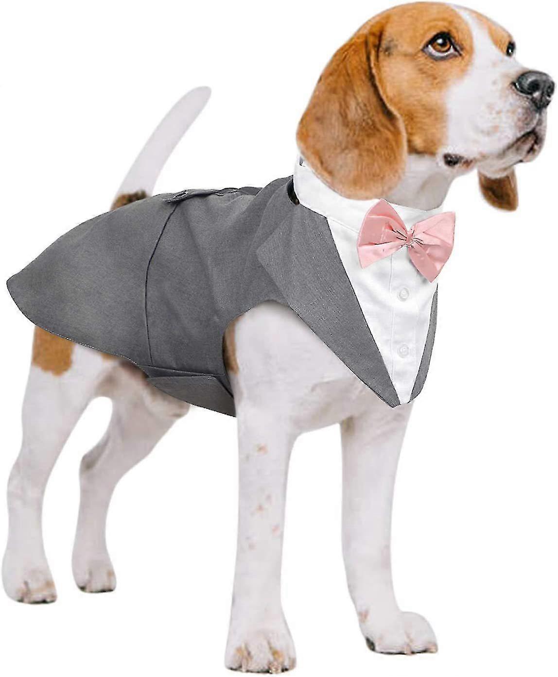 Köpek Takım Elbise Ve Bandana Seti, Köpekler Smokin Düğün Parti Takım Elbise Büyük Ve Orta Köpekler İçin Altın Stok