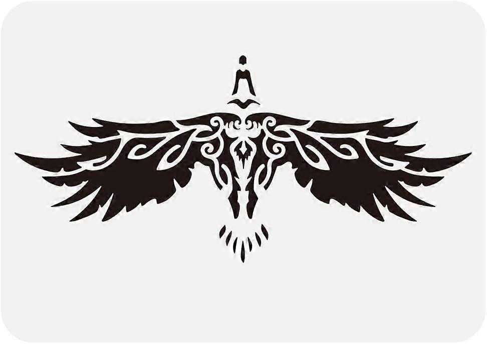 Odin Raven Painting Large Stencil 8.3x11.7" Viking Raven Drawing Template Reusable Raven Pattern Viking Themes Painting Stencil for Painting on Wall W
