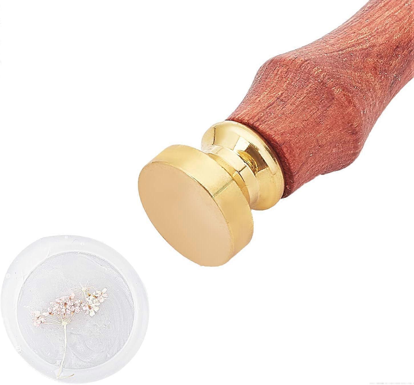 Sealing Wax Stamp 18mm Round Blank Wax Seal Stamp Head Removable Brass Seal Head Pear Wooden Handle for Sealing Stamp Envelopes Halloween Witchcraft G