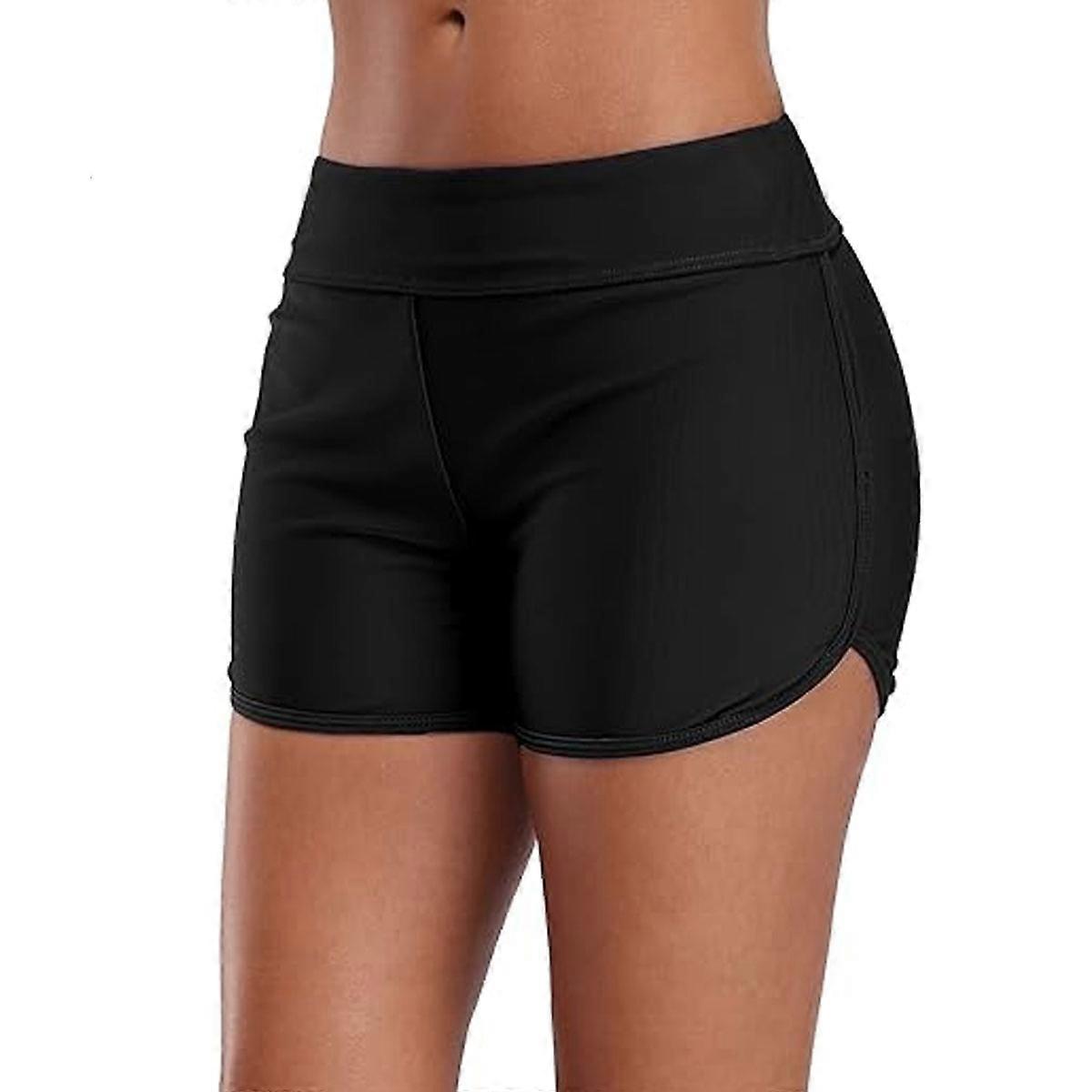 (NYT MØNSTER) Dame Mavekontrol Svømmeshorts Sort Plus Size Højtaljede Bikini Underdele Badedragt Shorts Badebukser Badetøj