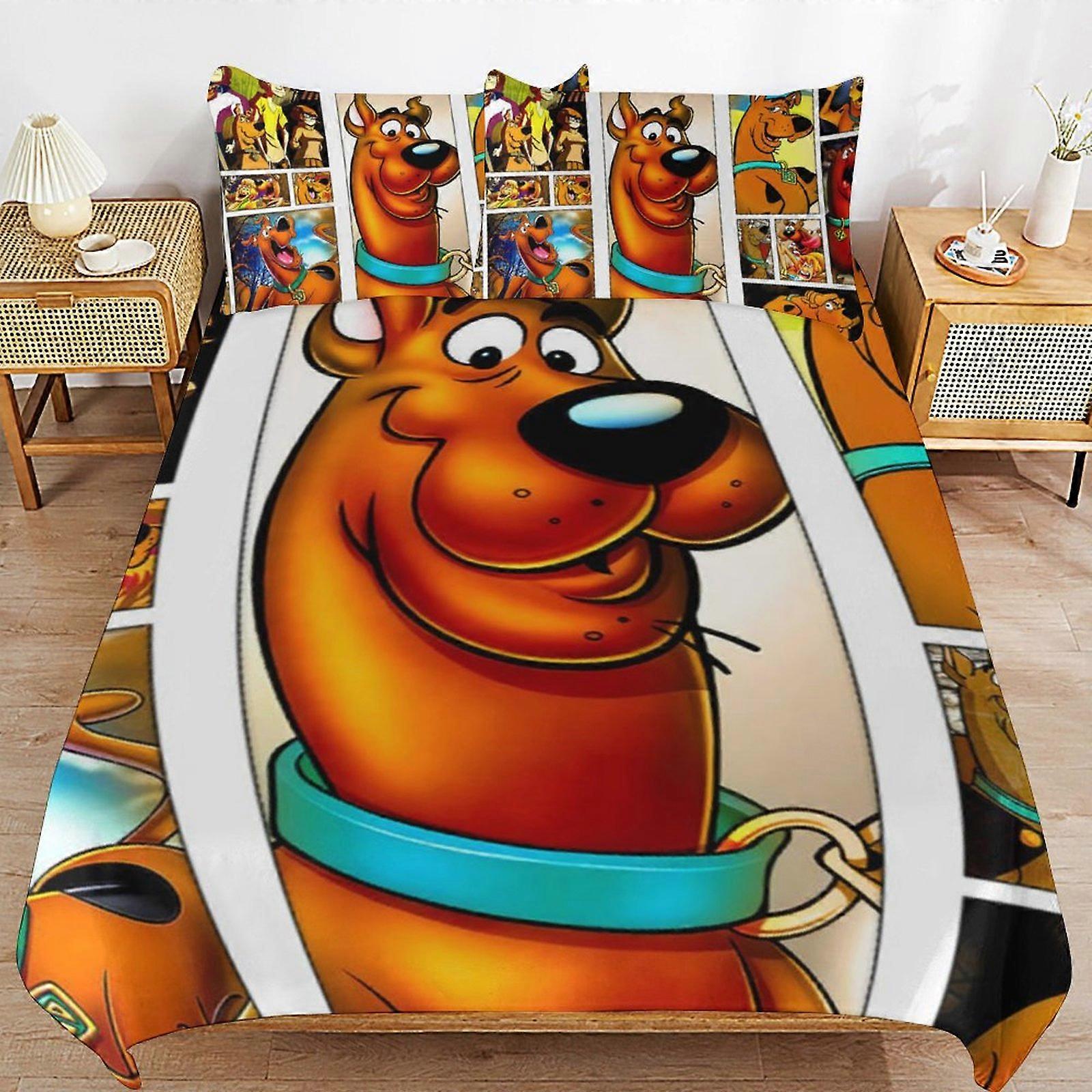 x36 Scooby Doo Comforter Set 3 Pieces Quilt Cover Set Soft Bedding Sets for All Seasons (1 Comforter 2 Pillowcases) hb36
