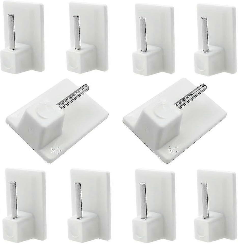 Self Adhesive Hooks,10 Packs Plastic Sticky End Window Hook For Net Curtain Rods