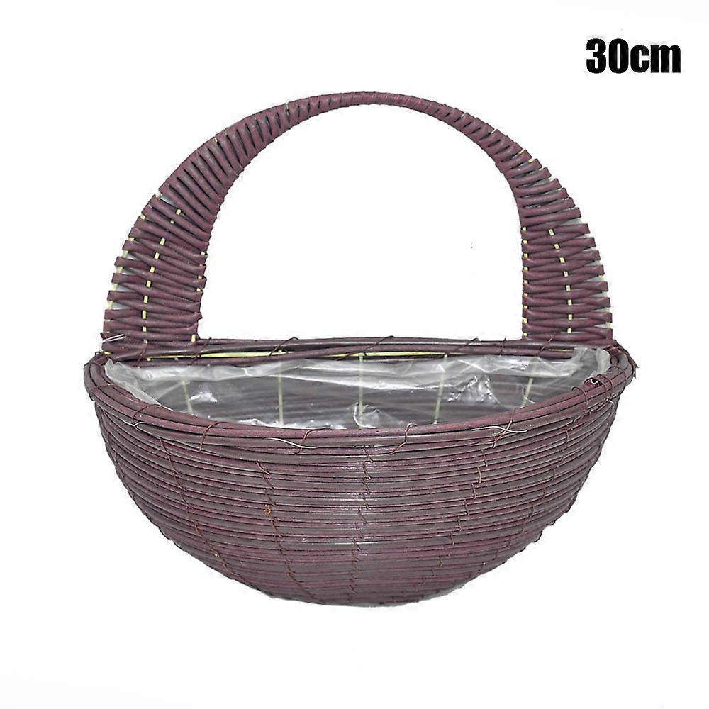 Wall Hanging Basket Flower Pot Imitation Rattan Crafts Breathable Durable Pot Decoration for Home-Hanging Basket 20cm