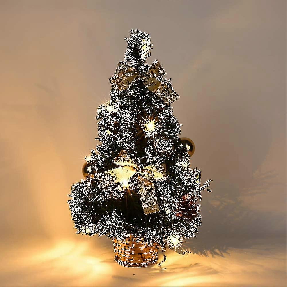 Small Christmas Tree With Lights, Mini Desktop Decorated Christmas Tree (40cm)