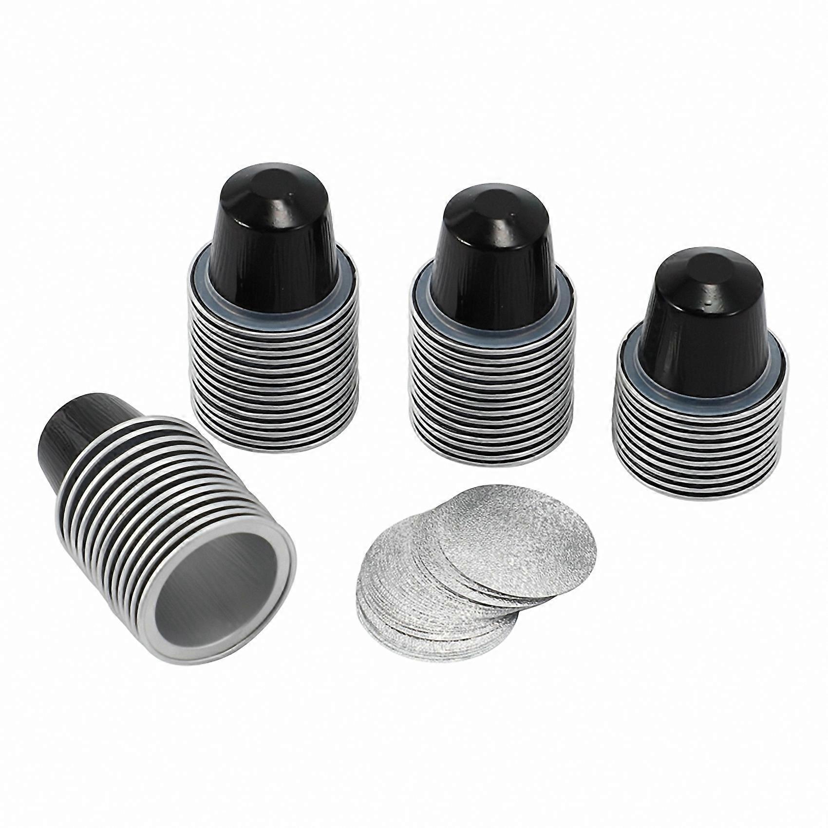 50Sets Fillable Coffee Capsules Cup Disposable Coffee Capsules Packaging Cafe Supplies for Nespresso Black
