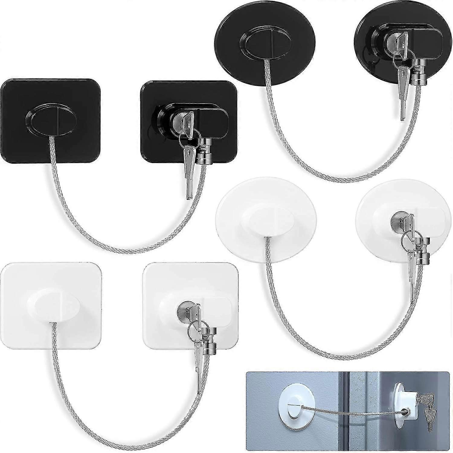 Alg 4 Pieces Fridge Lock Refrigerator Lock With 8 Key, Freezer Lock Child