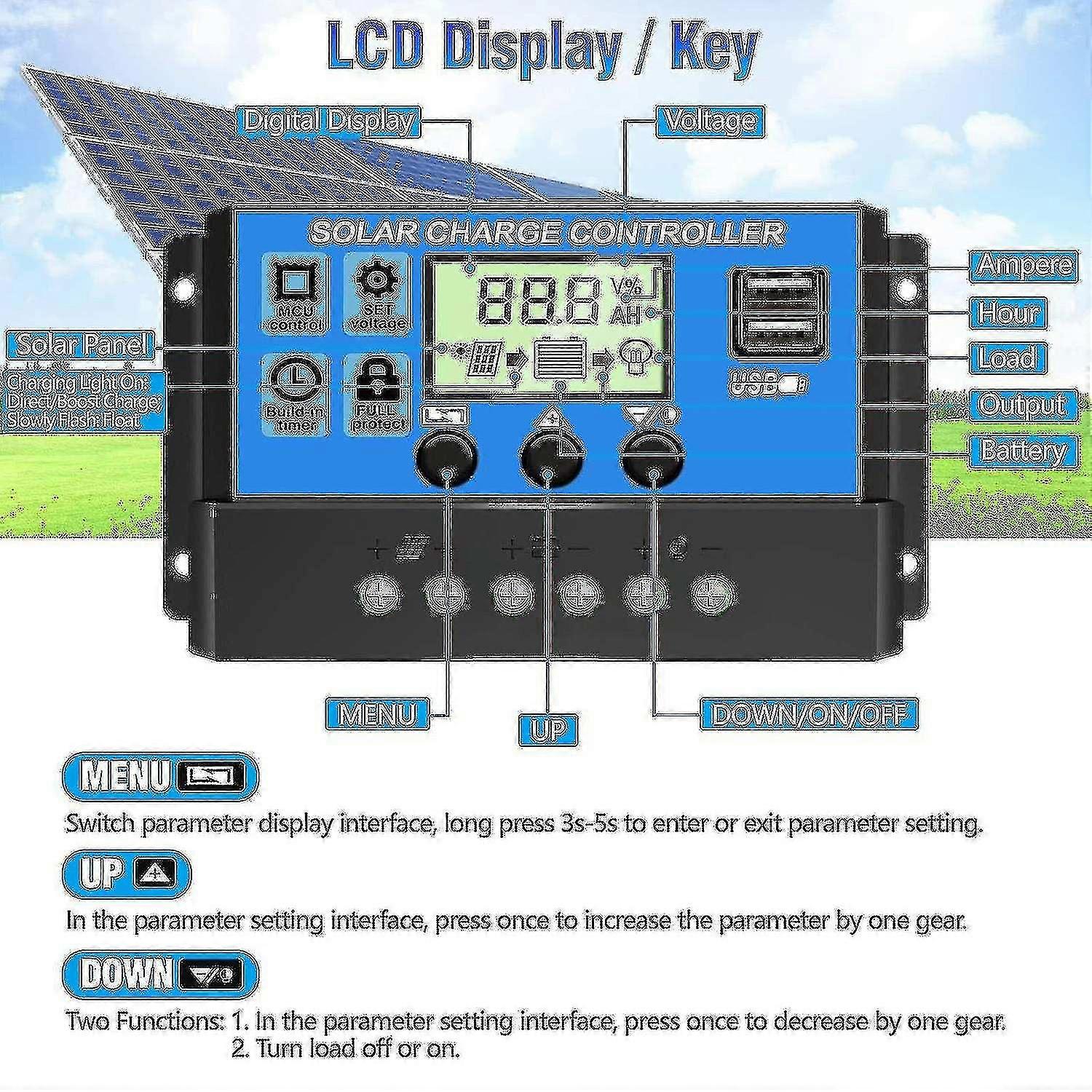 Solar Charge Controller 10a/20a/30a Solar Panel Battery Intelligent Regulator