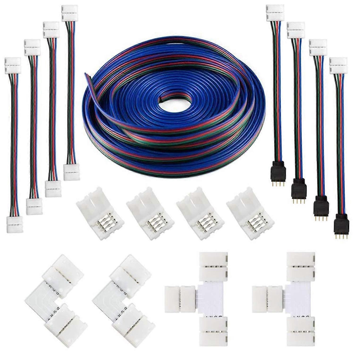 16.4FT(5M) 4-Pin RGB LED Strip Extension Cable,LED Strips Connectors Kits for 5050 Flexible RGB LED