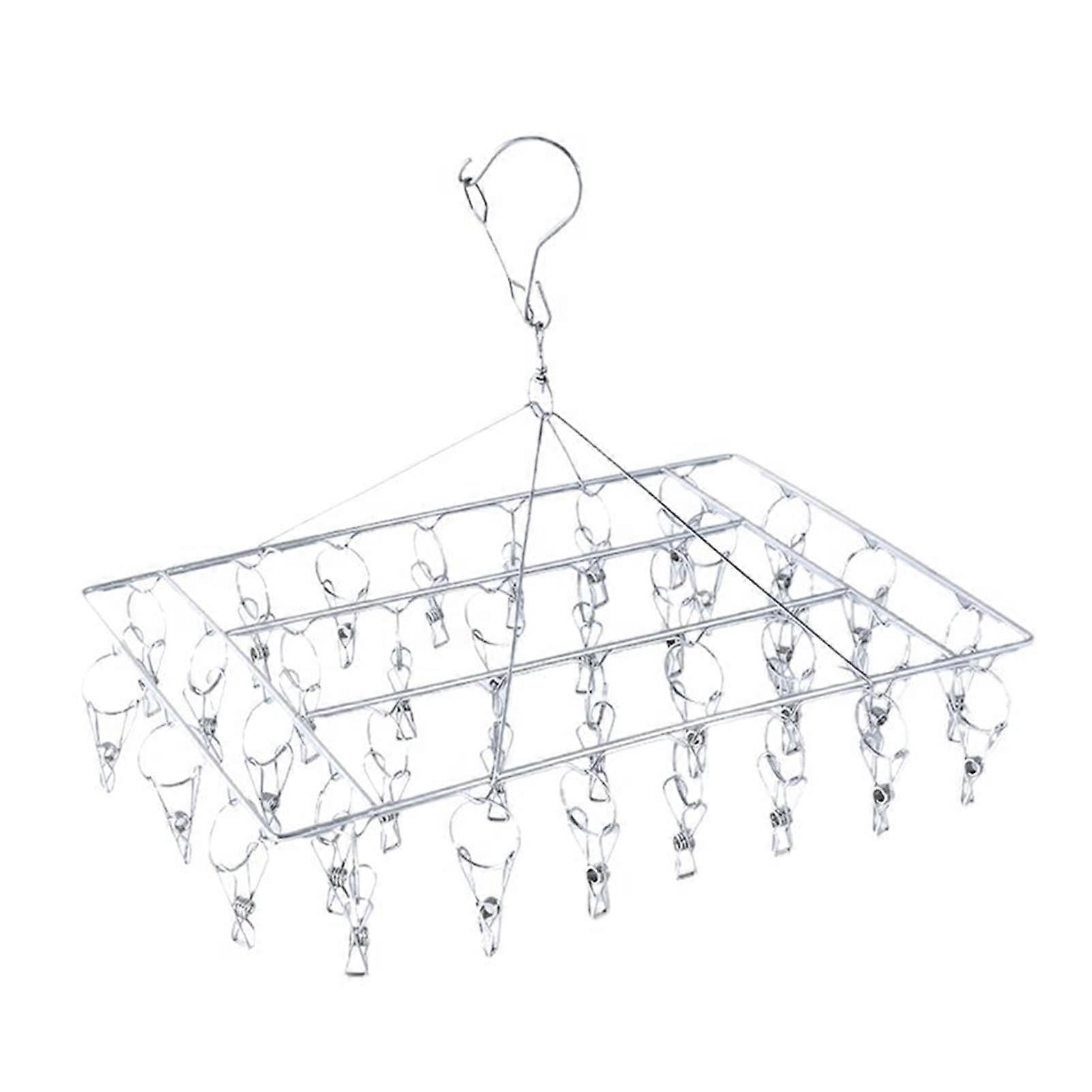 36 Clips Stainless Steel Windproof Clothespin Laundry Hanger