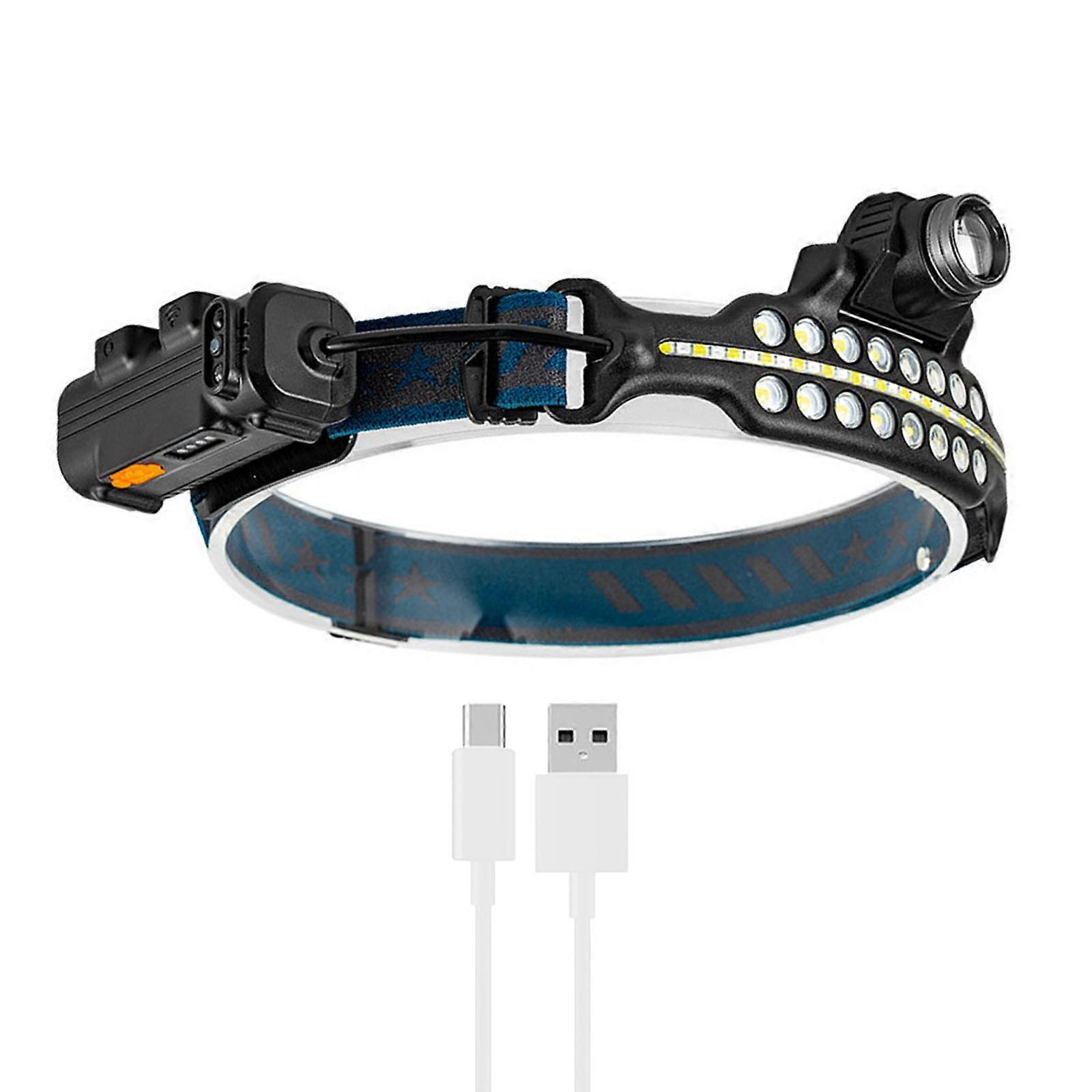 LED for Head Lamp Flashlight for w/ 6 Modes Inductive Switch for Head Light for