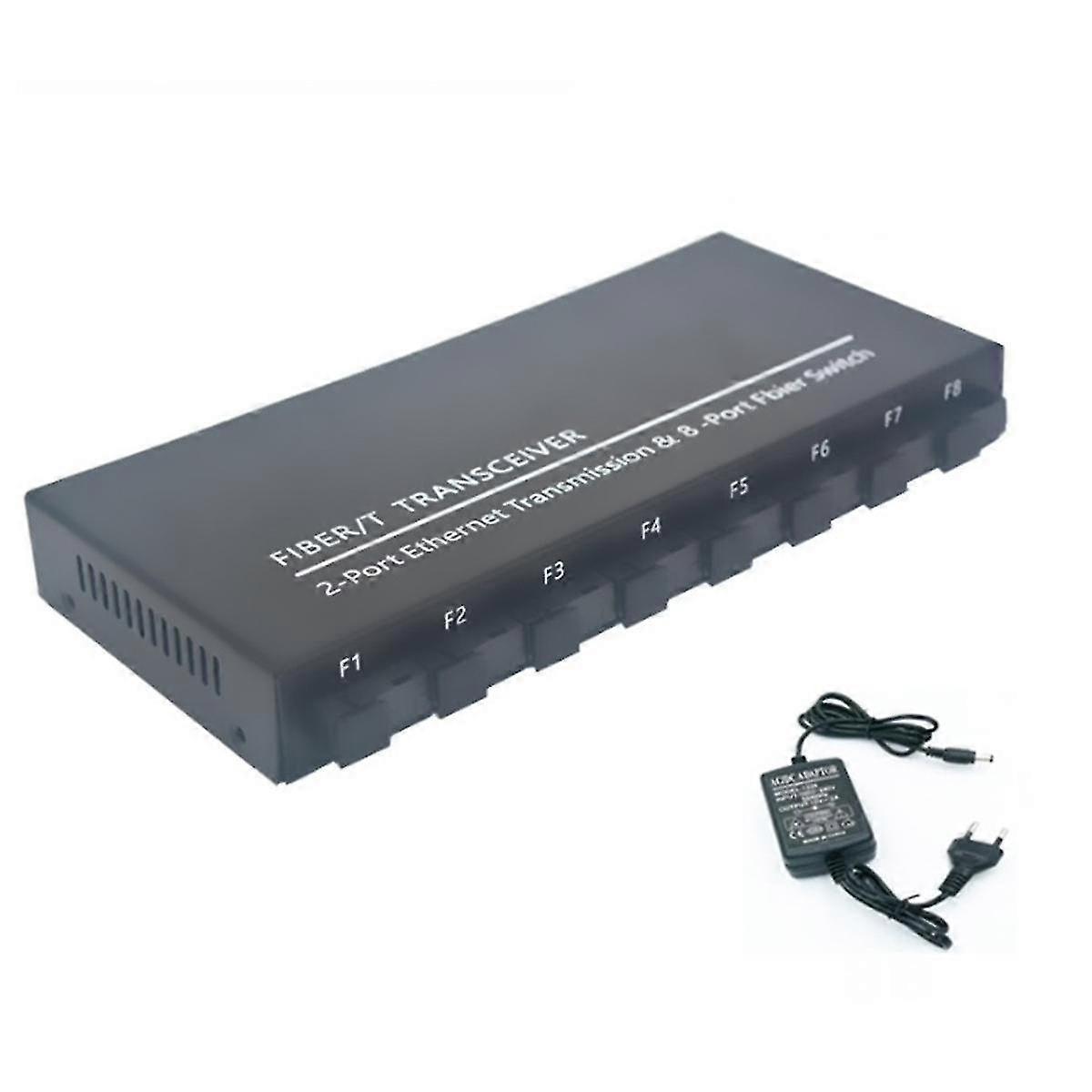 Gigabit Fiber Optical Switch 8 SC 2 1000M RJ45 Gigabit Ethernet Switch Media Converter 5V3A B EU PLUG