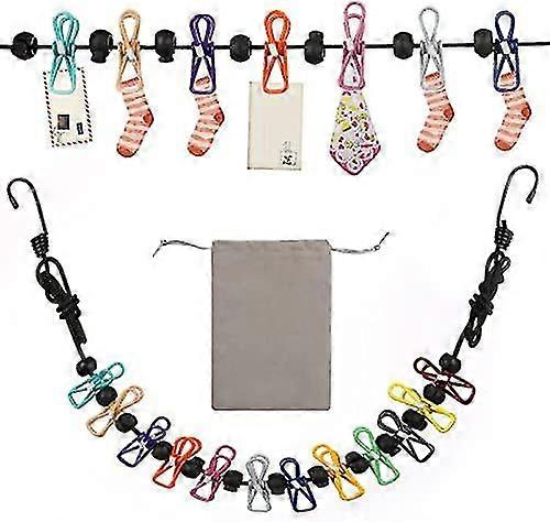 Retractable Portable Clothesline with 12 Clothes Clips and Storage Baglarge