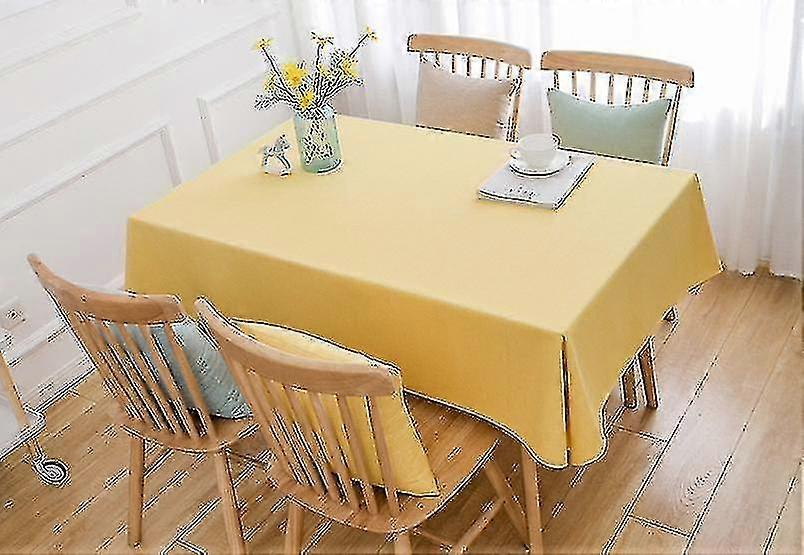 240cm Solid Linen Tablecloth Decoration Household Kitchen Tablecloth Tablecloth(yellow)