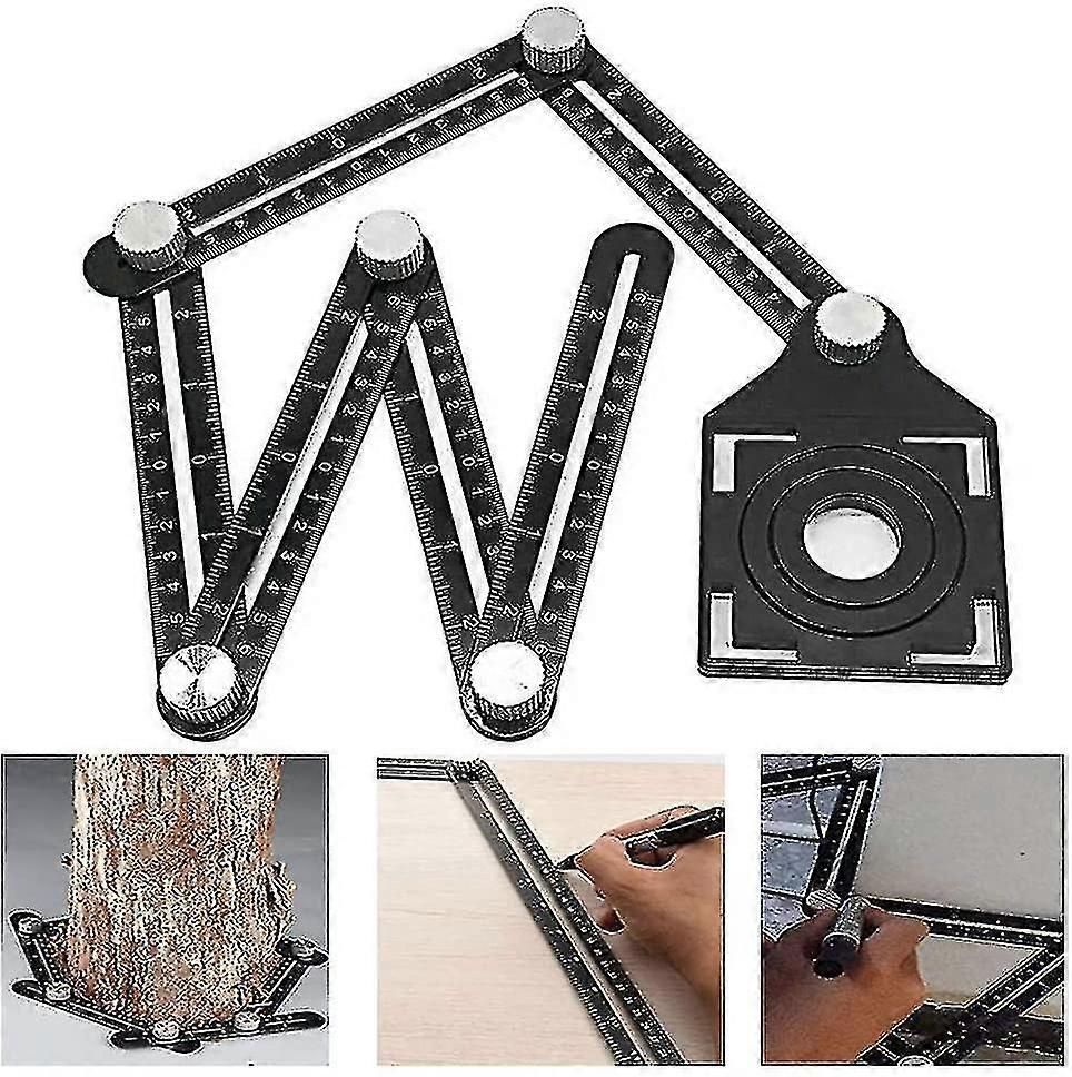 Multi Angle Ruler Adjustable Fold Aluminum Alloy Angleizer Template Tool Drill Guide Opening Ceramic Tile Hole Punch Locator Set