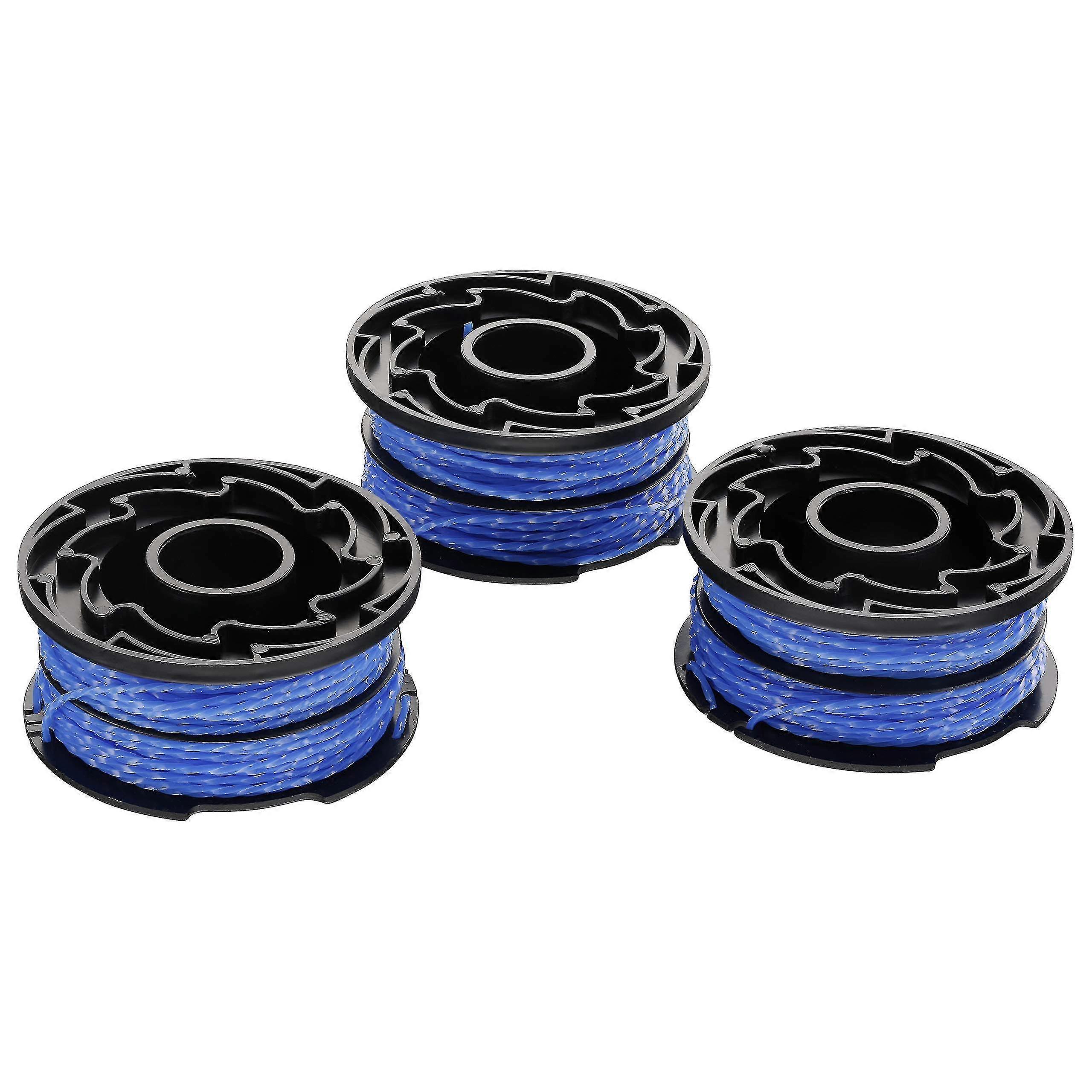 Black+decker 3 Pack Replacement Spools For Edger, Reflex Plus Self-reel Spool, 3 X 12m Nylon Line, 1.5mm Line, A6441x3-xj Blue