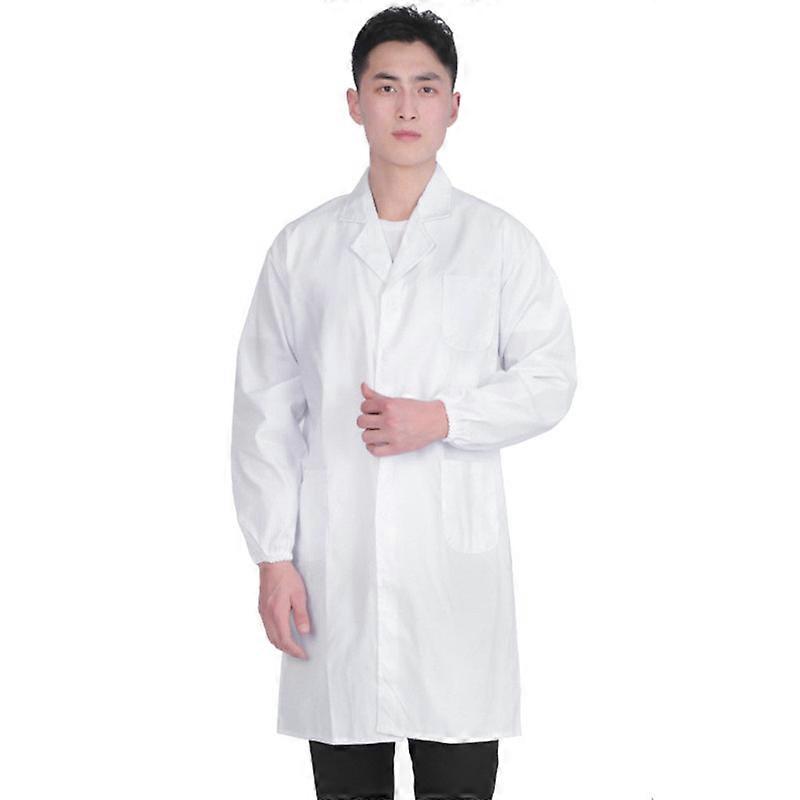 Professional Lab Coat for Men, Full Sleeve Poly Cotton Long Medical Coat (White/Black) (S-4XL)