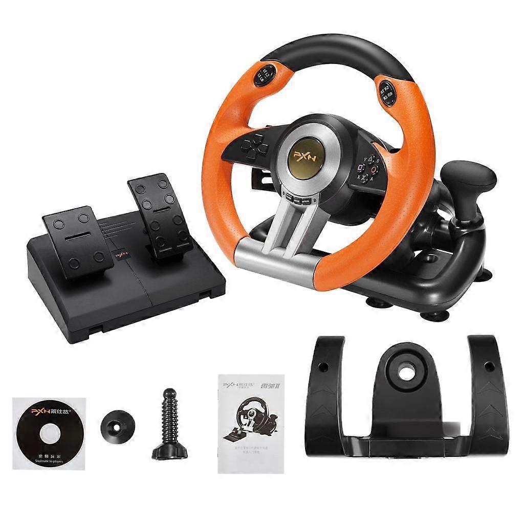 PXN-V3II Game Steering Wheel Pedal Set USB Vibration Dual Motor Black