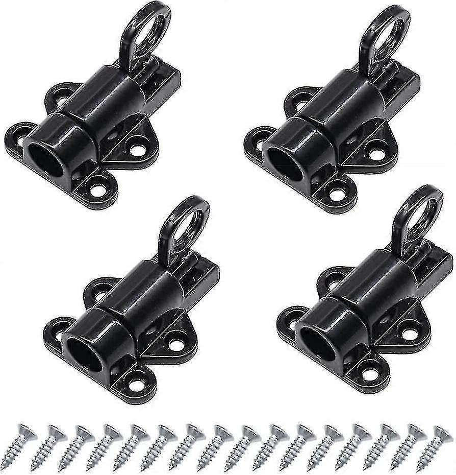 4pcs Door Latch Door Catch Automatic Door Latch Exterior Door Lock Window Latch Spring Latch Black Aluminum Door Latch With Screws