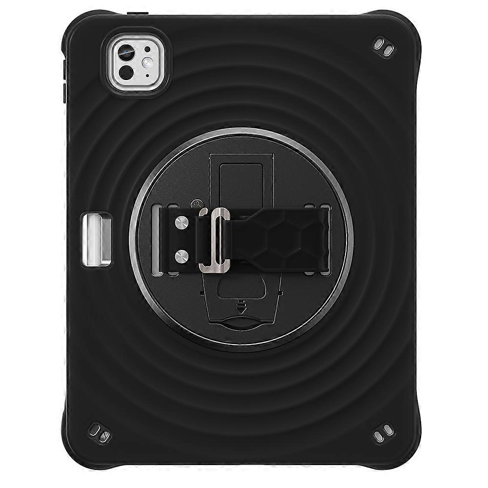 For iPad Pro 11 (2024) Case Hand Strap Kickstand TPU+PC+Silicone Tablet Cover
