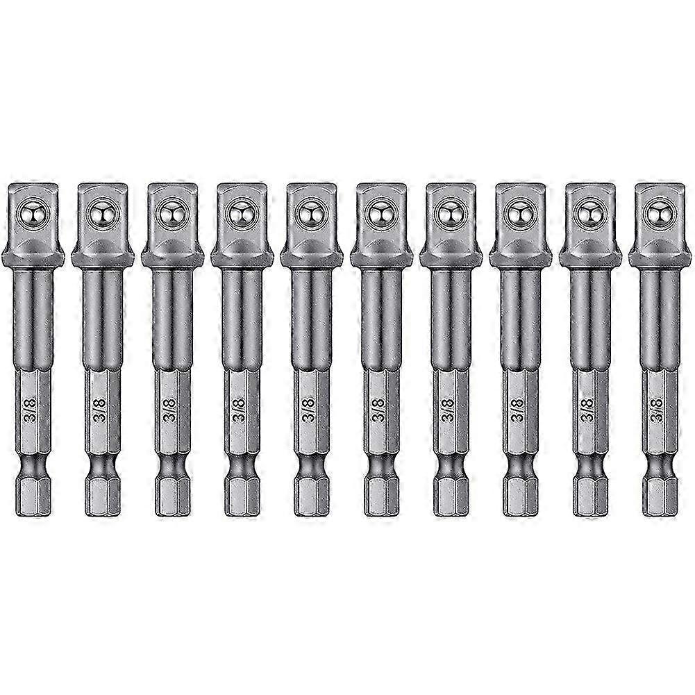 10Pieces 3/8Inch Impact Adapter Square Socket Bit Adapter 10mm Hex Impact Socket for Drills,Extensi