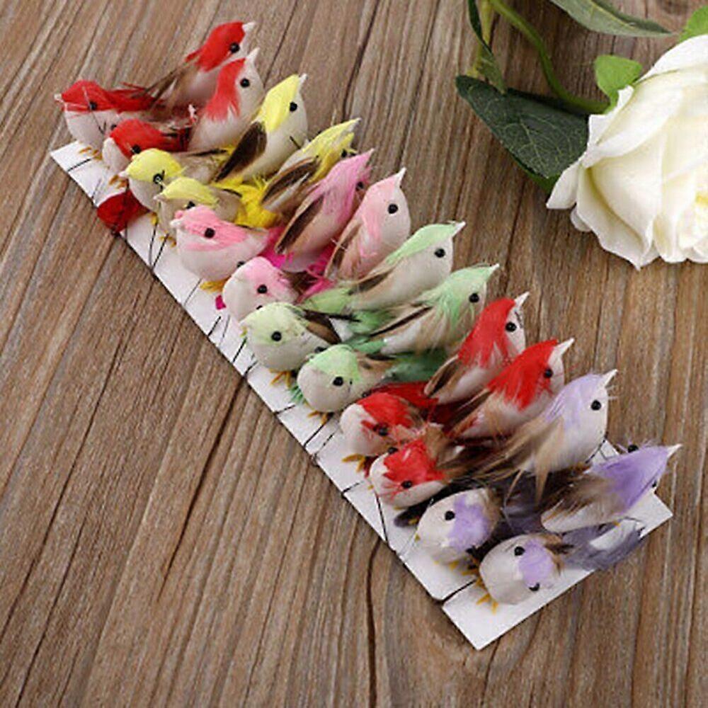Simulation Feather Bird Mini Foam Ornament 10 X 6cm Artificial Birds Set