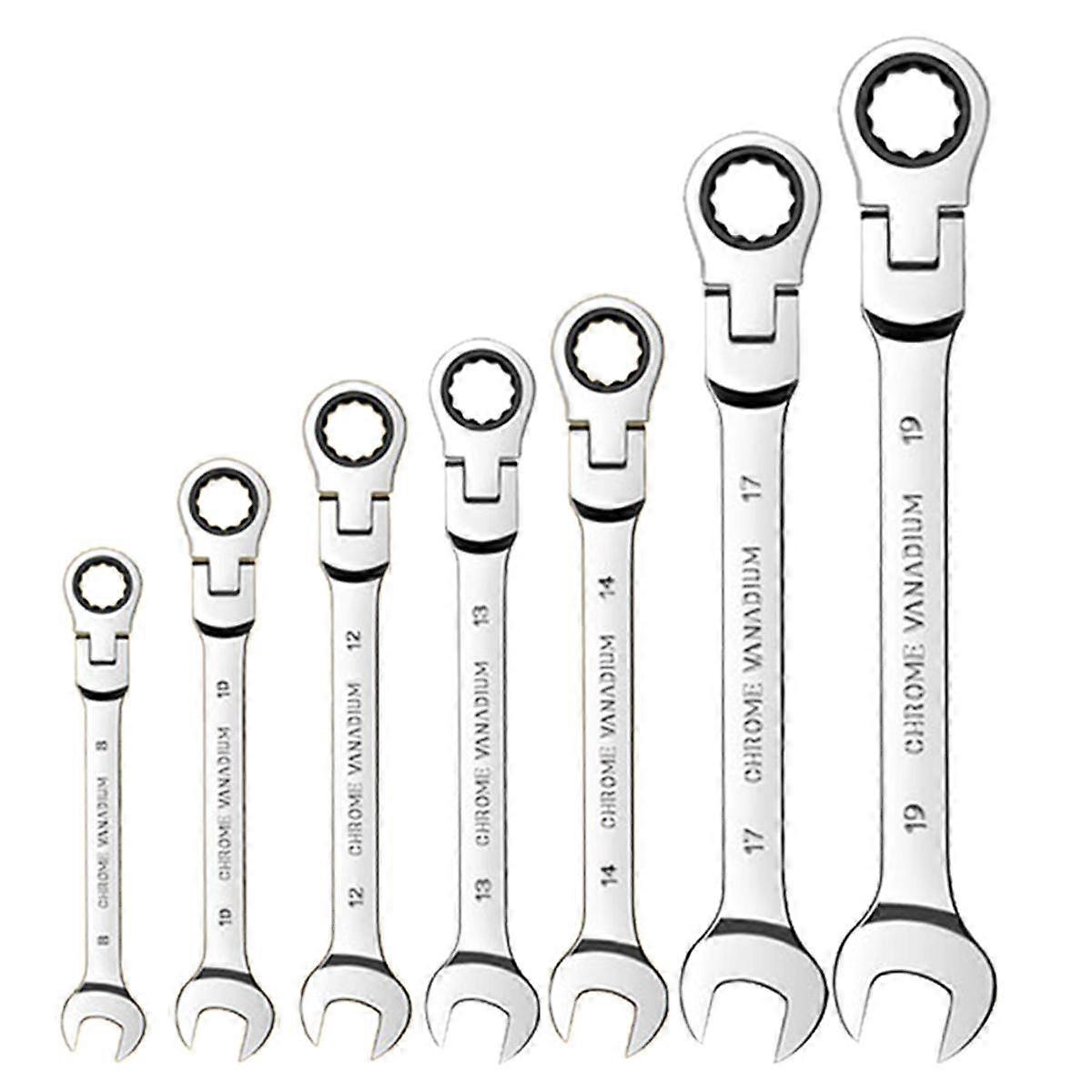 7PCS Ratcheting Wrench Set, Standard Metric Combination Ratchet Wrenches Set for Car Repair and Hou