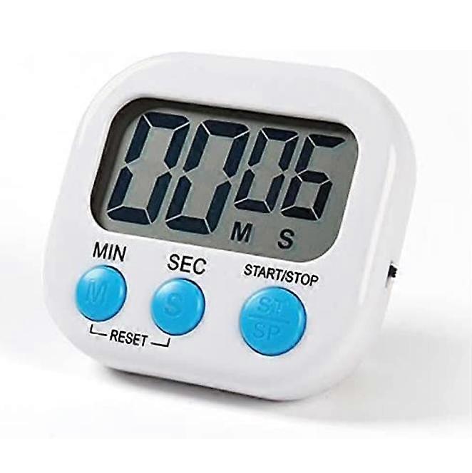 White Magnetic Kitchen Timer with Large LCD Display, Timers for Cooking, Studying, Loud Alarm and Countdown Timer