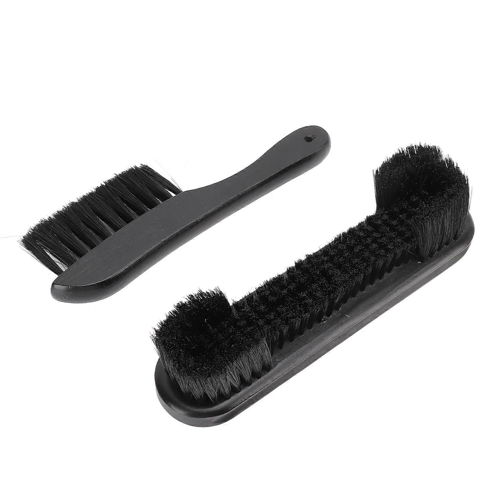 Pool Table Brush and Rail Brush Kit - 9in and 8.5in Cleaning Tools with Wood Handle