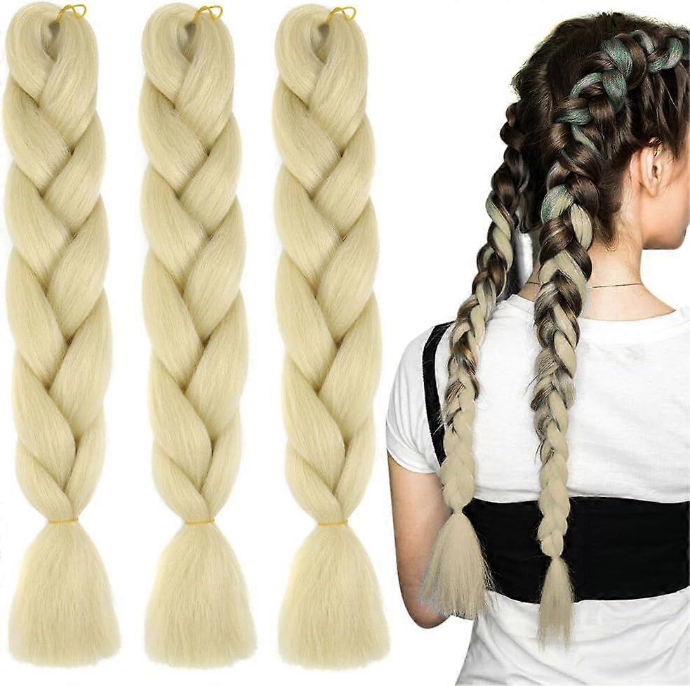 FESHFEN Braiding Hair Extensions - 3 Stück Bunte Jumbo-Zöpfe, Kanekalon Kunsthaar, 60cm Länge