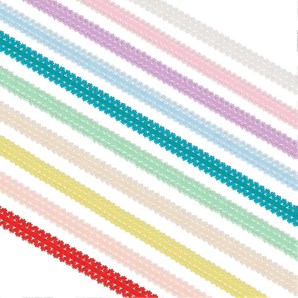 10Pcs 20 Yards Multicolor Elastic Lace Trim 3/4" Soft Frilly Elastic Trim Double Edge Picot Loop Elastic Stretch Ribbon for Lingerie Garment Accessori