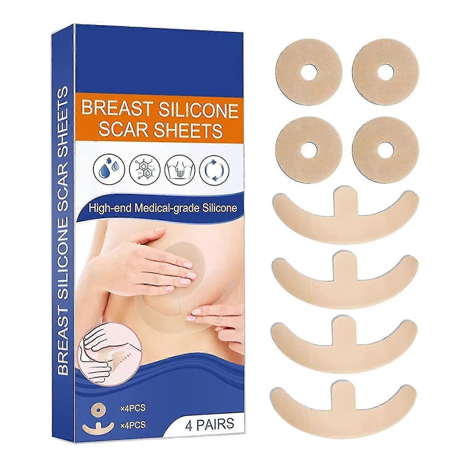 4par silikon arr ark, bryst arr patcher, silikon bryst reduksjon etter operasjon for arr, bryst arr fjerning ark