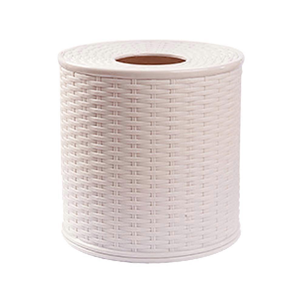 Classical Tissue Box Round Napkin Holder Tissue Paper Storage Containers Box (Beige)