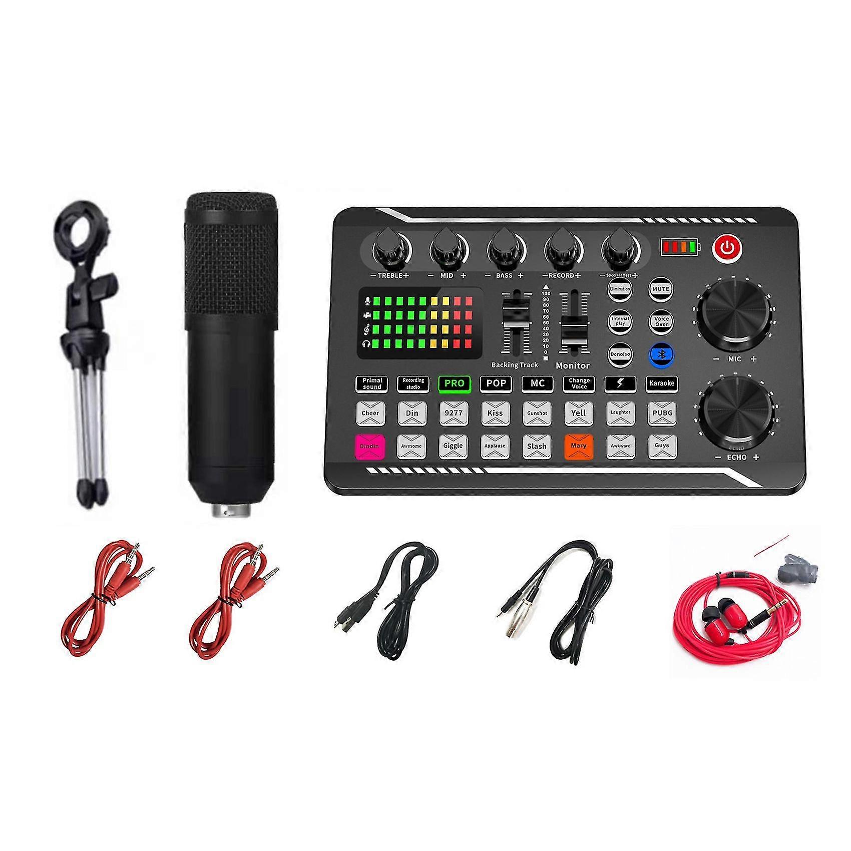 F998 Audio Mixer Live Sound Card Bm800 Mic Microphone Mobile Phone Voice Changer Mixing Console Amplifier Sound Card Kit