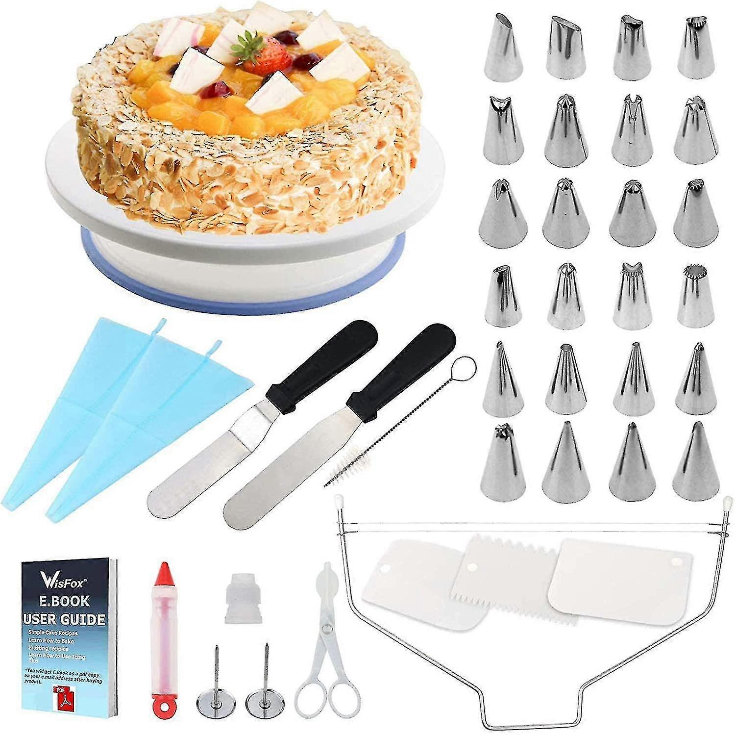 Cake Turntable, Cake Turntable Pastry Kit 39 Pcs Cake Turntable, Pockets And Nozzles, Pastry Syringe