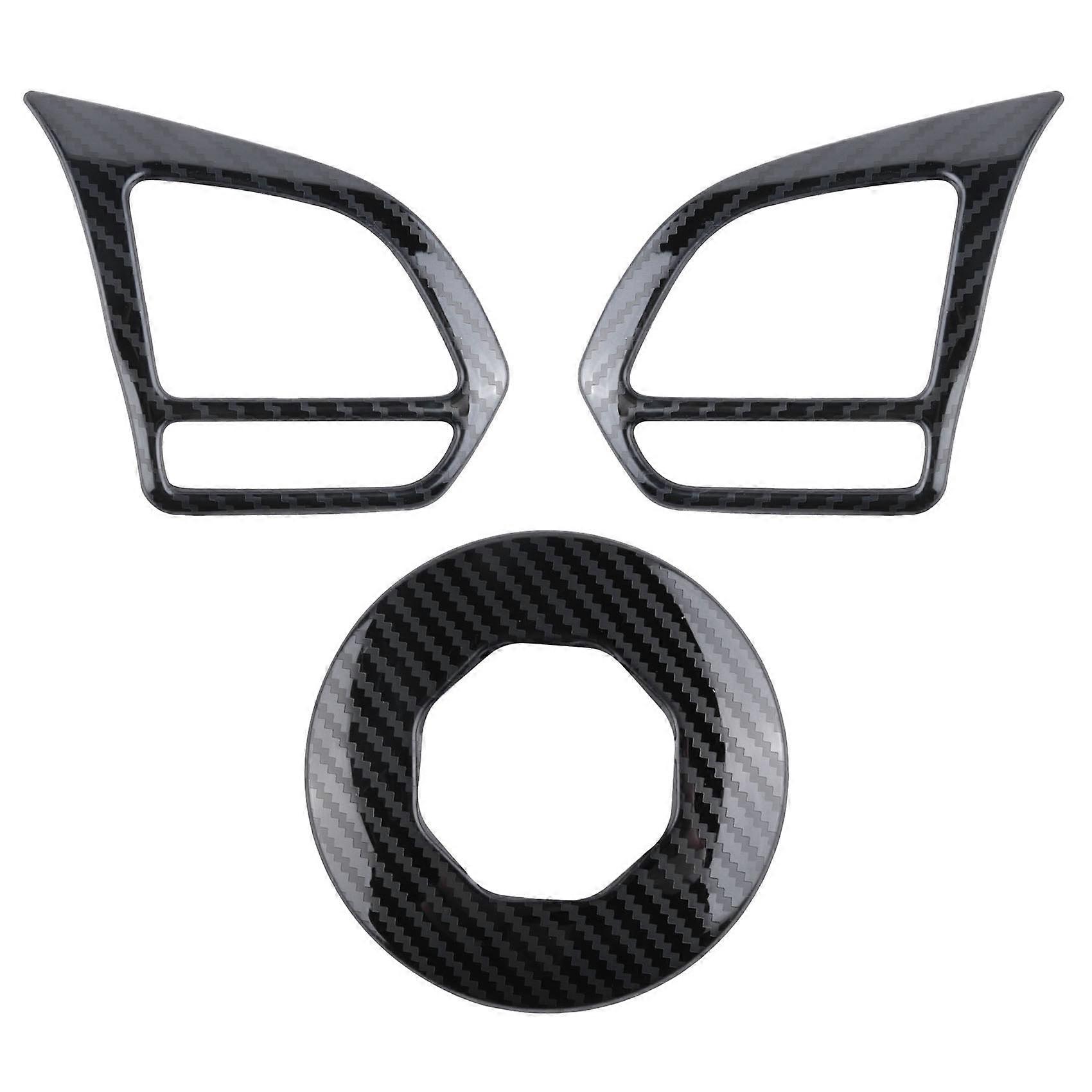 3PCS Car Metal Carbon Fiber Steering Wheel Cover Decoration Frame for MG ZS MG6 MG5 EZS 2018-2021 A