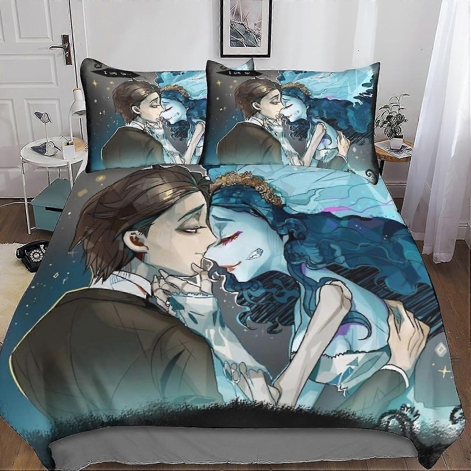 o4485 Lençóis Cadáver Noiva Roupa de Cama Capa de Edredão Conjunto 3D crânio Colcha Capa Microfibra Macia Conjunto de Edredão Do Quarto Conjunto de Cama com Fronha, para Adolescentes E