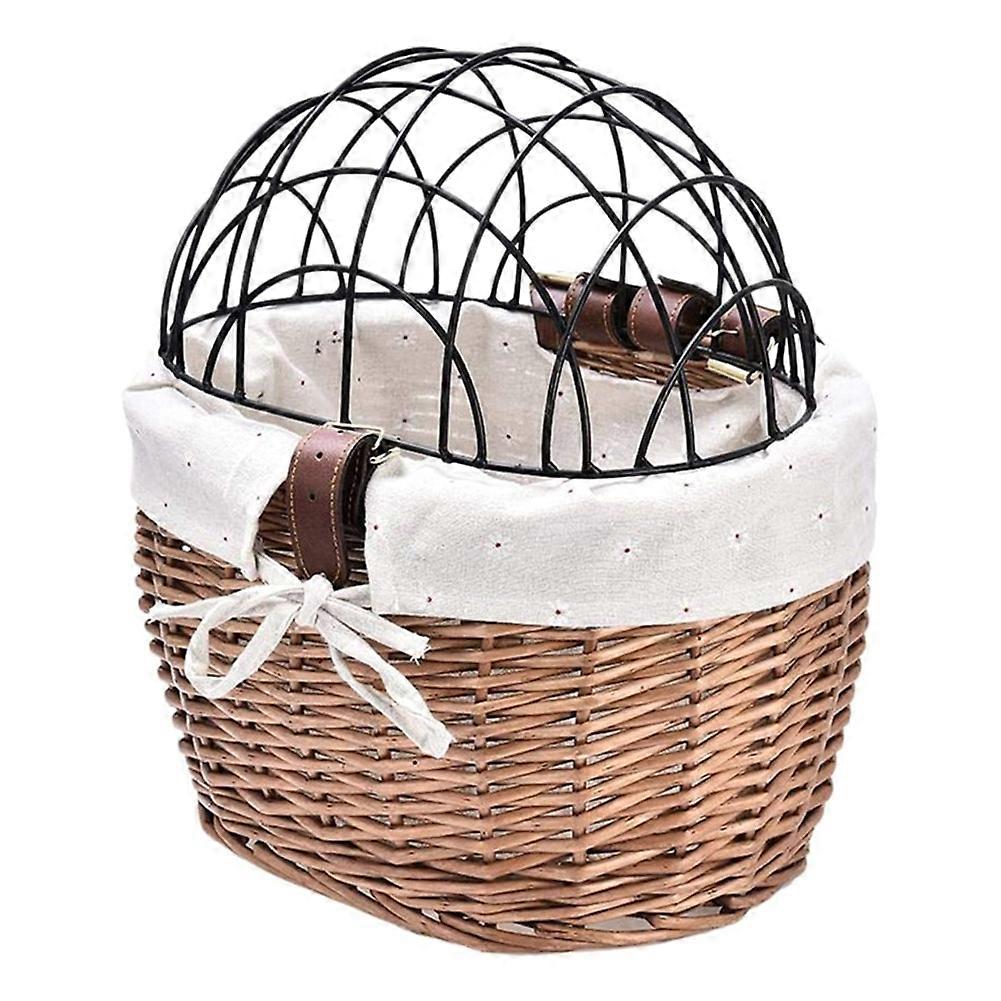 Cat Dog Bicycle Front Handlebar Basket Pets Seat Handwoven Wicker Road Bike Basket Pet Cat