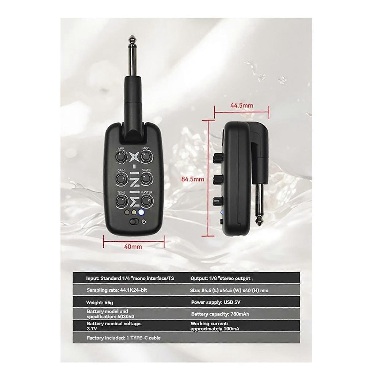 MINI-X Guitar Headphone Amplifier Portable Mini Headphone Amp Built-in Delay Reverb Effect for Ele