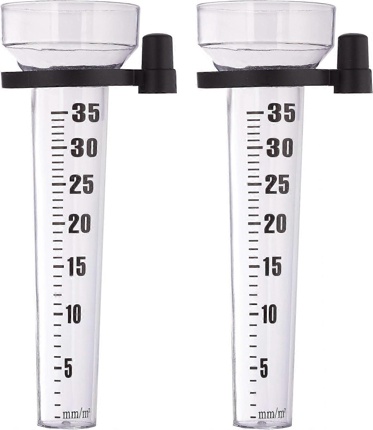 Clear Rain Gauge Set of 2, Fixed, Garden Meter, Large Display, 35mm/m, Plastic Random Color