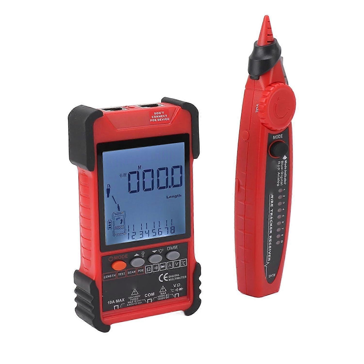 Wire Tester Kit Multifunction Multifunction Wire Tracker 600m Wire Test 2 in 1 Rechargeable for Phone Wire Testing (Red)