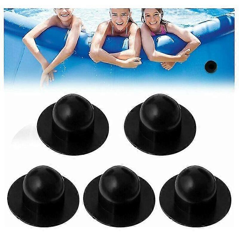 5 Pack Swimming Pool Drain Plugs (Black)