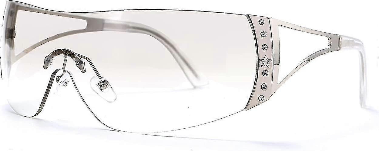 Rimless Clear Wraparound Sunglasses