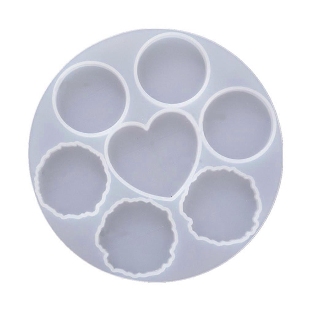 7 Cavity Irregular Round Mount Holder Stand Epoxy Casting Molds for DIY Crafts