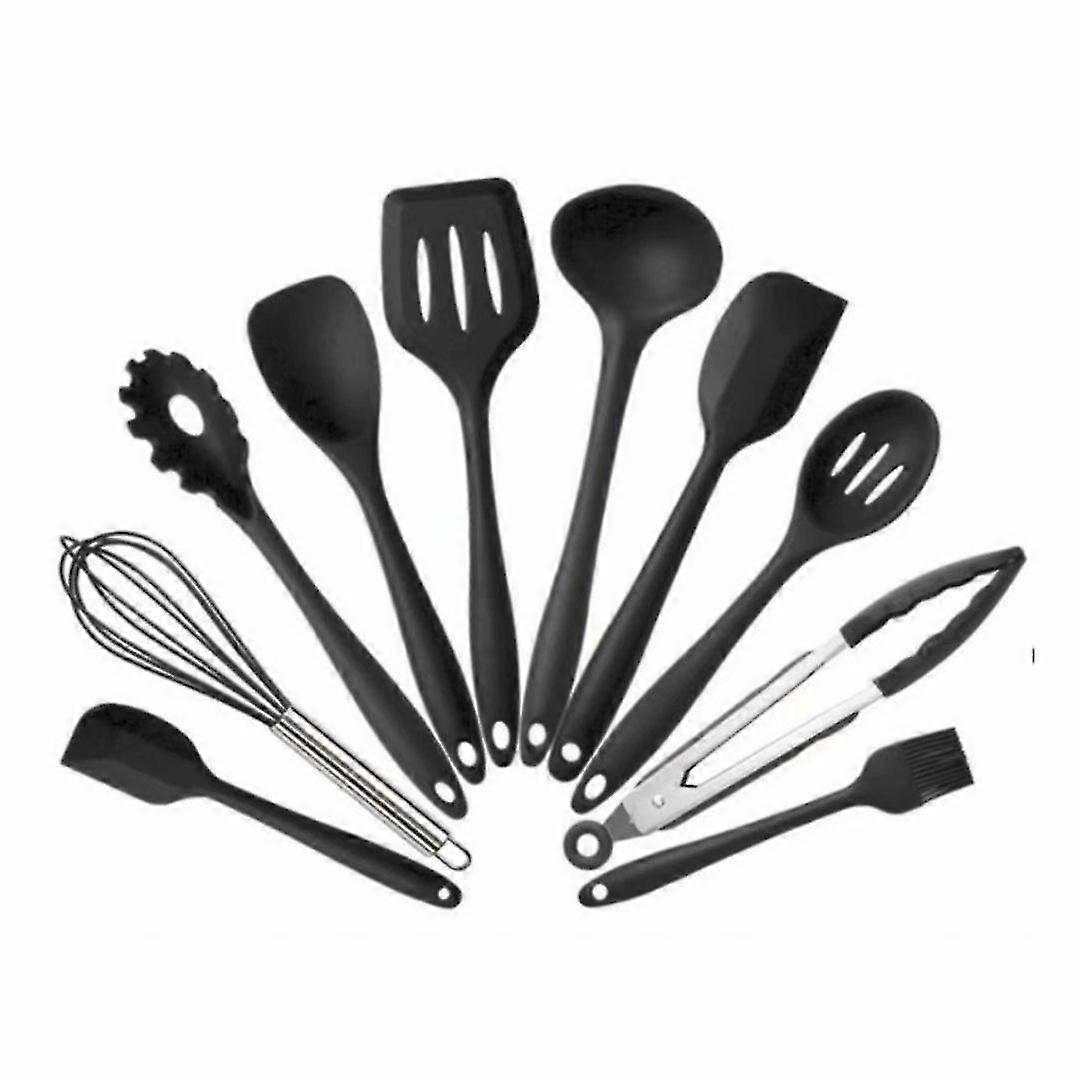 10-piece Kitchen Baking Non-stick Silicone Cookware Set (black)