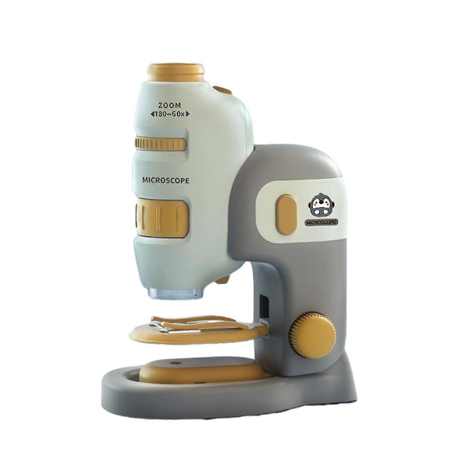 Children Microscope Toy 60x-180x Led Light Portable Handheld Mini Microscope Learning Education Exploring Pupil Scientific Experiment Microscope Toy