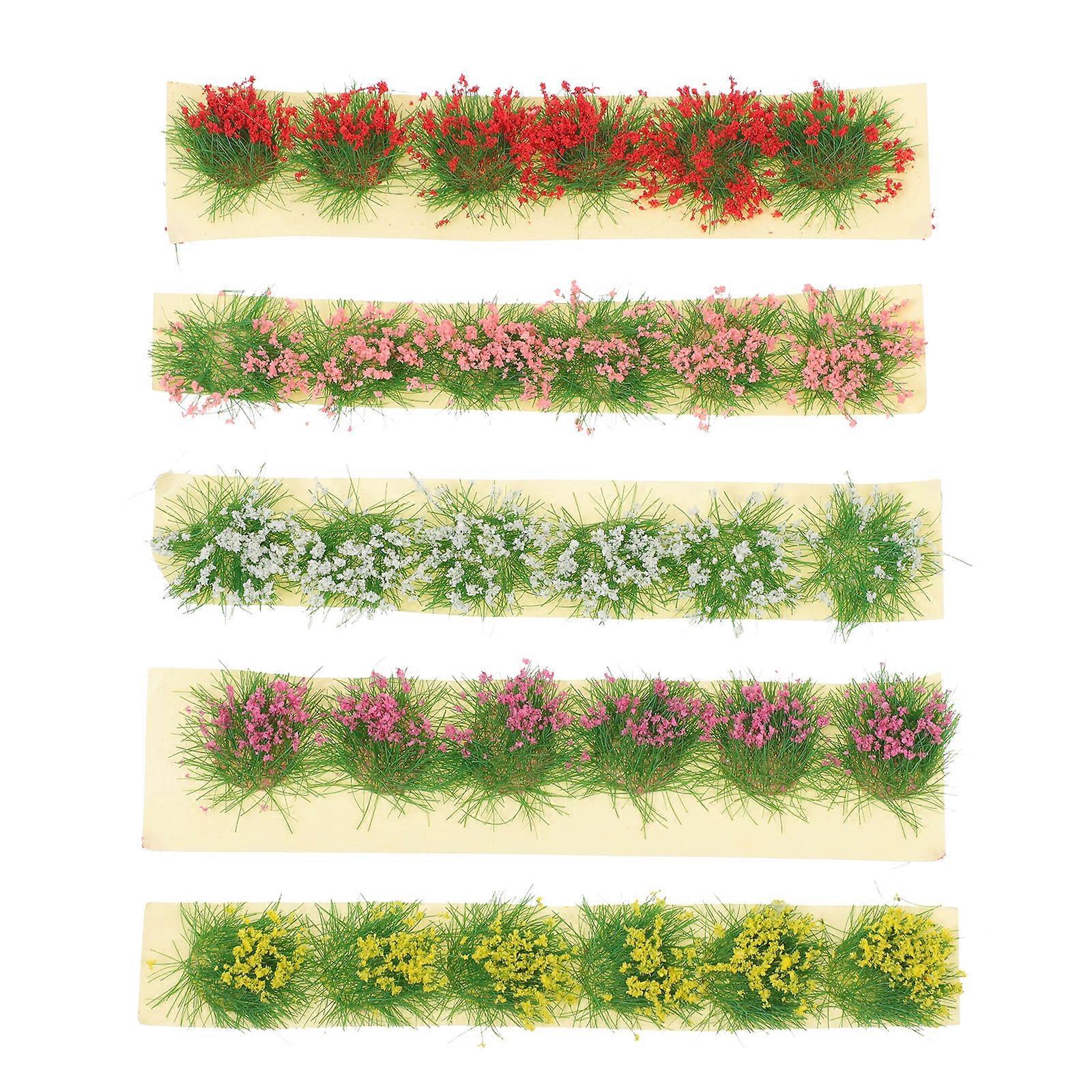 5pcs Static Flower Tuft Model Flower Grass Tuft Railway Miniature Artificial Flower