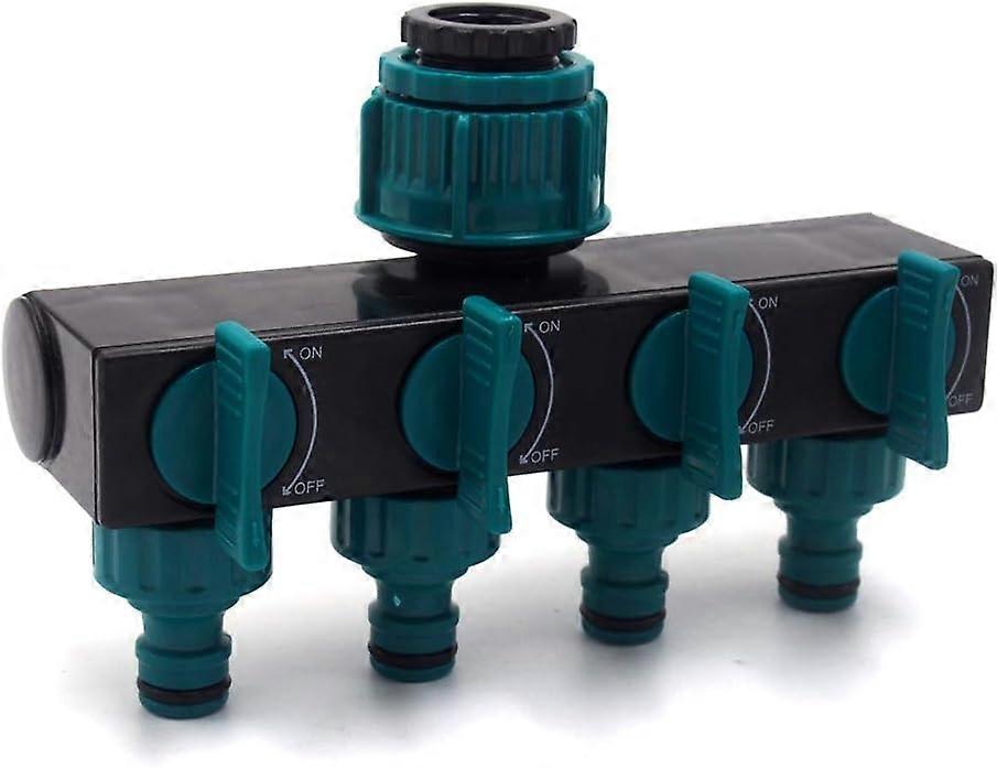 4-way Water Distributor with Shut-off Valve and Flow Regulator