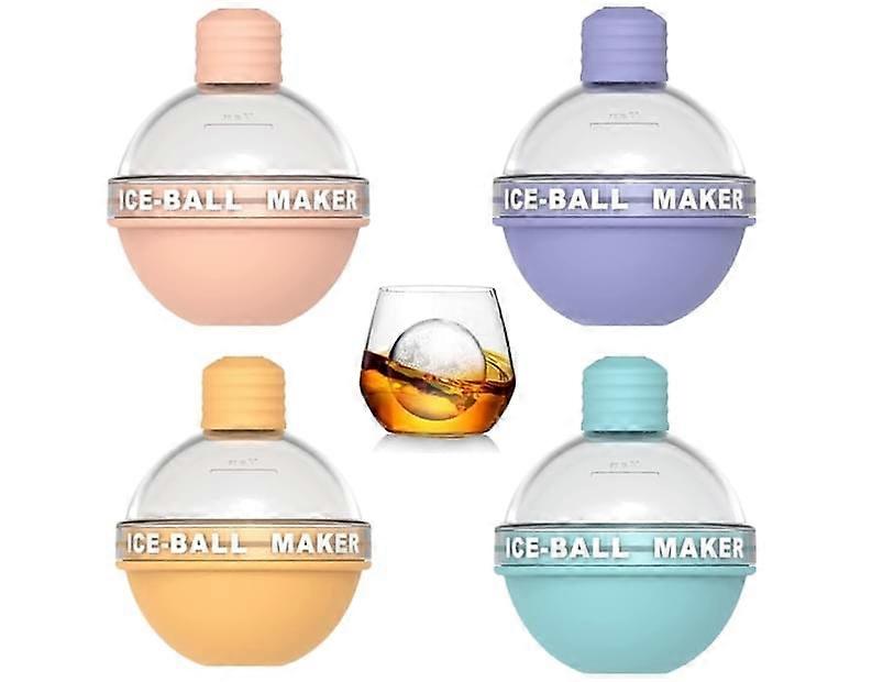 4 Pack Ice Ball Maker, Whiskey Ice Mold, Silicone Ice Cube Tray, Sphere Ice Mold for Whiskey and Coc
